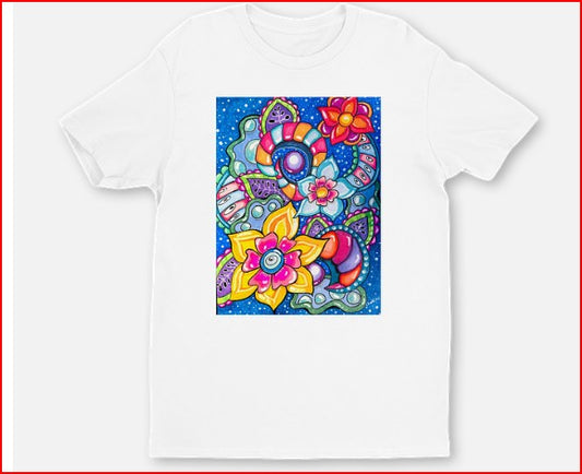 Cosmic Flowers One of a Kind T Shirt